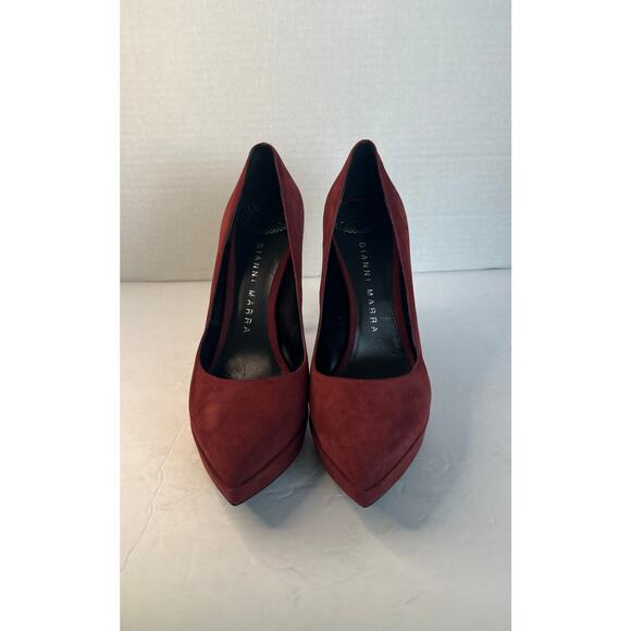 NWT Gianni Marra Burgundy Suede Pointy Toe Platform Stiletto Heel Pump Shoes 9 - Picture 3 of 11